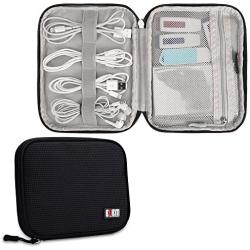 Travel Cable Organizer, BUBM Universal Electronics Bag for Cords, USB, Flash Drive, Power Bank(Small, Black)