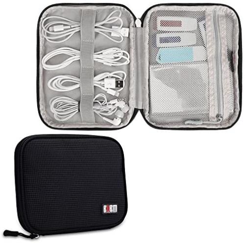 Travel Cable Organizer, BUBM Universal Electronics Bag for Cords, USB, Flash Drive, Power Bank(Small, Black)