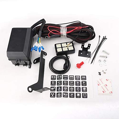 HOZAN 12V Universal 6 Gang Switch Panel with Fuse Relay Box Compatible with Jeep SUV RV UTV Truck Car Boat Marine