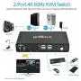 gofanco Single Monitor HDMI 2.0 KVM Switch (2 Port) – 4K 60Hz 4:4:4, 18Gbps, HDCP 2.2, Keyboard & Mouse Switcher with USB 2.0 Hub and Audio, Mic in/Stereo Out, Hotkey Switching, Cables Included