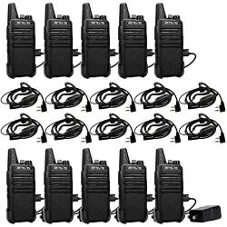 Retevis RT22 2 Way Radios Walkie Talkies,Rechargeable Long Range Two Way Radio,16 CH VOX Small Emergency 2 Pin Earpiece Headset,for School Retail Church Restaurant (Packed in Pairs with 5 Boxes)