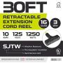 30Ft Retractable Extension Cord Reel with Breaker Switch & 3 Electrical Power Outlets - 16/3 SJTW Durable Green Cable - Perfect for Hanging from Your Garage Ceiling