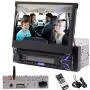 Android 10.0 Single Din Car Stereo 7 Inch Flip Out Capacitive Touch Screen Support Bluetooth WiFi GPS Navigation Mirror Link AM/FM Car Radio OBD USB SD AUX Cam-in with Backup Camera and Microphone