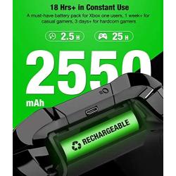 Controller Battery Pack for Xbox One/Xbox Series X|S, Rechargeable Battery Pack for Xbox Series X|S/Xbox One/Xbox One S/Xbox One X/Xbox One Elite Controller, Battery Charger with 3x2550 Battery Pack