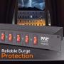 PDU Power Strip Surge Protector - 150 Joule 9 Outlet Strips Surge Protector Heavy Duty Electric Extension Cord Strip - 1U Rack Mount Protection Power Outlet Strip W/ 9 Front Switch - PylePro PDBC70 BLACK
