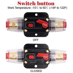 Tuijodaix 2 Pack Inline 150A Circuit Breaker with Manual Reset Fuse Holder 150 amp for Car Audio Marine Boat Stereo Switch Inverter Replace Fuses