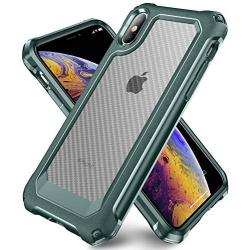 iPhone X Case, iPhone Xs Case with [ Screen Protector Tempered Glass x2Pack] SUPBEC Protective Phone Cover with Silicone PC+TPU Shockproof Rubber Heavy Duty Case for iPhone X/iPhone Xs-Clear Green