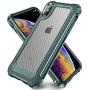 iPhone X Case, iPhone Xs Case with [ Screen Protector Tempered Glass x2Pack] SUPBEC Protective Phone Cover with Silicone PC+TPU Shockproof Rubber Heavy Duty Case for iPhone X/iPhone Xs-Clear Green