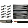 1/0 Gauge 1/0 AWG 10 Feet Black Welding Battery Pure Copper Flexible Cable + 10pcs of 3/8'' Tinned Copper Cable Lug Terminal Connectors + 3 Feet Black Heat Shrink Tubing