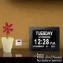 Digital Calendar Alarm Day Clock - with 8” Screen Display, am pm, 5 Alarm, for Extra Impaired Vision People, The Aged Seniors, The Dementia, Wall Mounted, black