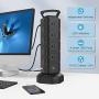 JACKYLED Power Strip Tower Surge Protector 18 AC Outlets and 4 USB Ports Electric Charging Station with 6.5ft Heavy Duty Extension Cord for Home Office Dorm Computer Black