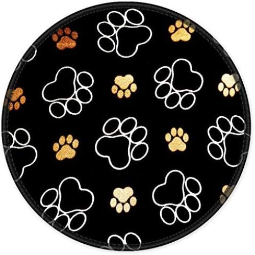 ITNRSIIET [20% Larger] Mouse Pad with Stitched Edge Premium-Textured Mouse Mat Waterproof Non-Slip Rubber Base Round Mousepad for Laptop Computer PC Office 8.7×8.7×0.12 inches Black Bear Paw