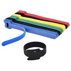 Hmrope 60PCS Reusable Fastening Cable Ties, 6-Inch Adjustable Cord Ties, Microfiber Hook Loop Cords Management Wire Organizer Wraps (Assorted Colors)