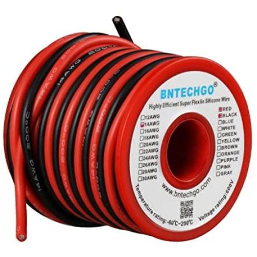 BNTECHGO 14 Gauge Silicone Wire Spool 20ft Red and 20ft Black Flexible 14 AWG Stranded Copper Wire