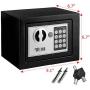 Mini Safe, Electronic Digital Security Safe Box, Password Keypad & Key Lock, for Home Office Hotel Business Use, Jewelry Gun Cash Valuables Storage, Solid Steel with 4 Batteries
