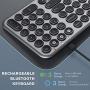 Multi-Device Bluetooth Keyboard, Jelly Comb Wireless Slim Rechargeable Keyboard with Round Keycaps for Laptop PC Tablet Smartphone Windows/MAC OS/Android/iOS System-B45B-2- Black and Gray