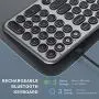 Multi-Device Bluetooth Keyboard, Jelly Comb Wireless Slim Rechargeable Keyboard with Round Keycaps for Laptop PC Tablet Smartphone Windows/MAC OS/Android/iOS System-B45B-2- Black and Gray