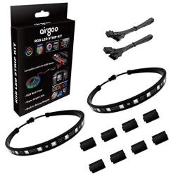 PC RGB LED Strip Light, Easy Install with 8pcs Strong Magnetic Clips, Black Silicone Housing 2PCS Strips 42LEDs for 12V 4-Pin RGB LED Header, ASUS Aura RGB, MSI Mystic Light, Gigabyte RGB Funsion M/B