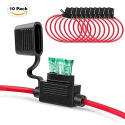 Nilight - 50029R 120 Pcs Standard Blade Fuse 5A/7.5A/10A/15A/20A/25A/30A AMP Assorted Set with 10 Pack 14AWG ATC/ATO Inline Fuse Holder, 2 Years Warranty