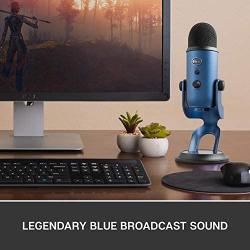 Blue Yeti USB Mic for Recording & Streaming on PC and Mac, 3 Condenser Capsules, 4 Pickup Patterns, Headphone Output and Volume Control, Mic Gain Control, Adjustable Stand, Plug & Play - Midnight Blue