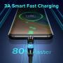 FEIKU 360°& 180°Rotation 3 in 1 Magnetic Data Cable, 3A Fast Data Transfer USB Magnetic Cable, 360 Magnetic Charging Cable with Micro USB I-Product and Type C Smartphones (Black(2-Pack,3.3ft,6.6ft))