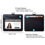 Genuine Leather ID Badge Holder Wallet with Heavy Duty Carabiner Retractable Reel, Key Ring and Metal Clip, 2 Card Pockets. Holds Multiple Cards & Keys. Bonus Key Chain Flashlight. Horizontal. Black