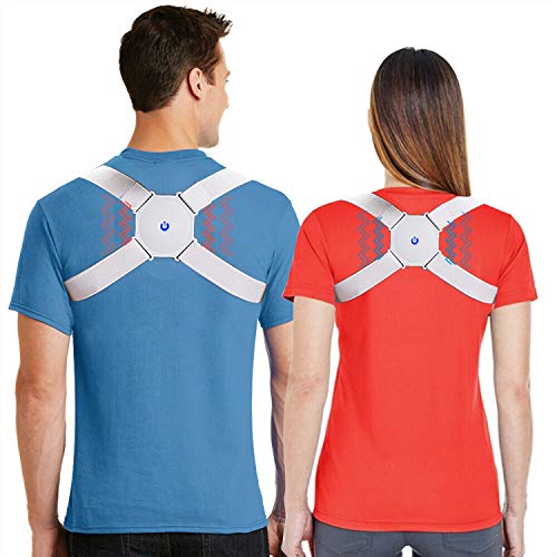 Smart Posture Corrector for Women Men Kids, Electronic Posture Reminder with Sensor Vibration, Adjustable Upper Back Brace Straightener for Hunching, Invisible Posture Trainer under Clothes