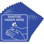 10 Pieces Sanitize Hands Here Signs Stickers Use Hand Signs 6 x 6 Inch Quality Self-Adhesive Vinyl, Laminated for UV, Scratch, Water, Weather and Fade Resistance, Indoor and Outdoor
