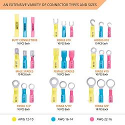 270 PCS Heat Shrink Wire Connector Kit Electrical Insulated Crimp Marine Automotive Terminals Set