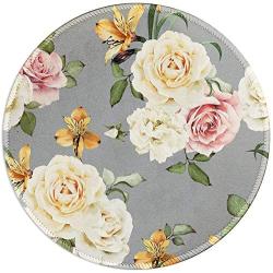 BOSOBO Mouse Pad, Blooming Rose Round Mousepad, Customized Gaming Mouse Mat for Laptop, Computer & PC, Durable Stitched Edges, Non-Slip Rubber Base, Enhanced Thickness, Waterproof
