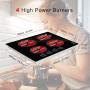 Electric Cooktop, Built-in Ceramic Cooktop Hard Wired, 220-240V Electric Stove Top with 4 Burners, 9 Heating Level, Knob Control, Auto Shut Down Protection