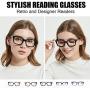 JiSoo Reading Glasses Blue Light Blocking, Oversized Designer Blue Light Readers 1.25, Large Trendy Computer Reading Glasses 1.25 Women, Black