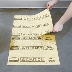 Rubbermaid Commercial Over-the-Spill Pad Station Tablet, Highly Absorbent, Slip-Resistant, ''Caution Wet Floor'', Yellow, 16.5'' x 14'' (FG425400YEL)