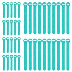 Wrap-It Storage Self-Gripping Reusable Cable Ties, Aqua, 40 Pack (20 4” Straps, 20 8” Straps) – Hook and Loop Cord and Wire Organizer for Computer, PC, and Desk Cable Management