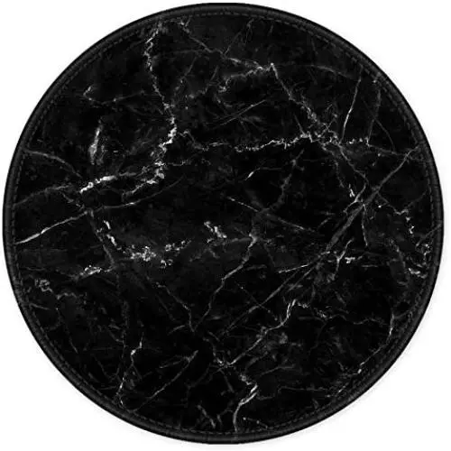 ITNRSIIET [20% Larger] Mouse Pad with Stitched Edge Premium-Textured Mouse Mat Waterproof Non-Slip Rubber Base Round Mousepad for Laptop PC Office 8.7×8.7×0.12 inches, Black Marbling