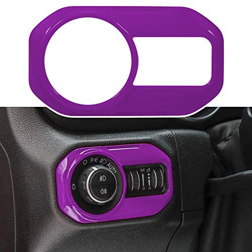 Front Light ABS Decor Cover Trim Interior Accessories Headlight Switch Button Trim for Jeep Wrangler JL JLU Gladiator JT 2018-2021 (Purple)