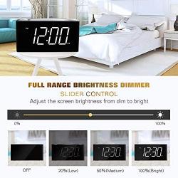 Rocam Alarm Clock for Bedrooms - Large 6.5'' LED Display with Dimmer, Snooze, 7 Color Night Light, Easy to Set, USB Chargers, Battery Backup, 12/24 Hours for Heavy Sleepers, Kids, Boys, Girls, Elderly
