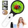HunterBee Lightweight 3LED Lighted Handheld Magnifier, 3 × 45 × High Magnifier for Reading, Appreciation of Jewelry, Stamps, Coins, Electronic Maintenance, Handicraft and Hobby