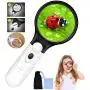 HunterBee Lightweight 3LED Lighted Handheld Magnifier, 3 × 45 × High Magnifier for Reading, Appreciation of Jewelry, Stamps, Coins, Electronic Maintenance, Handicraft and Hobby