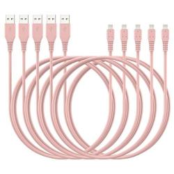 iPhone Charger Cable 6ft 5Pack,[MFi Certified] Lightning Cable 6 Foot,Ailawuu iPhone Cord USB Fast Charging Compatible with iPhone 11/11 Pro/Pro Max/X/XS Max/XR/8/8 Plus/7/7 Plus(Pink)