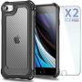 iPhone 8/7 / SE 2020 Case with [ Screen Protector Tempered Glass x2Pack] SUPBEC Protective Phone Cover with Silicone PC+TPU Shockproof Rubber Heavy Duty Case for iPhone8 / iPhone SE2-Clear Black