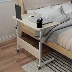 SDHYL 31.5 inches Mobile Side Desk Adjustable Work Stand with Tablet Mobile Phone Slot Portable Workstation, Bed Sofa Desk, S7-ZS-05#3-80 (Maple)