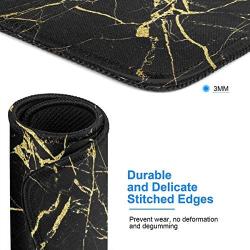 Black Gold Marble Mouse Pad with Stitched Edge, Marble Design Professional Customized Mousepad Non-Slip Rubber Large Gaming Mouse Pad for Laptop, Computer & Office, 11.8 X 9.8 X 0.12Inches