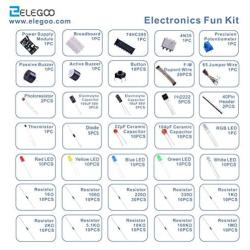 ELEGOO Electronic Fun Kit Bundle with Breadboard Cable Resistor, Capacitor, LED, Potentiometer (235 Items) for Arduino, Respberry Pi