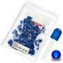 Chanzon 50 pcs 10mm Blue Diffused LED Diode Lights (Colored Lens Frosted Round DC 3V 20mA) Lighting Bulb Lamps Electronics Components Indicator Light Emitting Diodes