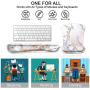 HOMKUMY Mouse Pad with Wrist Support and Keyboard Wrist Rest, Ergonomic Memory Foam Wrist Cushion Support with Non Slip Rubber Base Set for Computer, Laptop, Mac, Easy Typing & Pain Relief, Marble
