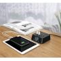 Electronic Alarm Clock Charger Power Strip Surge Protector, 4 USB Ports 2 Outlets 6FT Power Cord Charging Station for Bedside,Home,Hotel,Office (Adjustable Brightness, ON/Off Switch,DST Time)