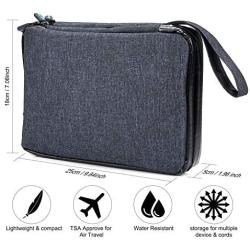 Smilepowo Electronics Organizer, Electronic Travel Universal Cable Organizer Waterproof Bag for USB Cable, Phone, Mini Tablet, Power Bank, Battery Charger, E-Book, SD Card, U Disk, Camera Battery-Blue