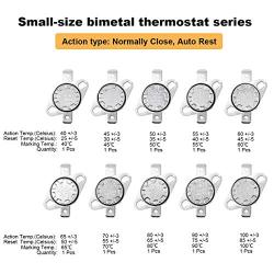 uxcell 10pcs NC KSD301 Thermostat 40-100°C(104-212°F) Temperature Thermal Control Switch 40 45 50 55 60 65 70 80 90 100°C Normally Close Assortment Kit
