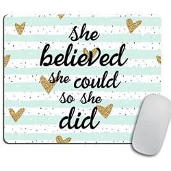 Quote Mousepad, She Could Mouse Pad, Watercolor Mouse Mat, Custom Mousepad, Heart Mousepad, Inspirational Quote Mousepad Motivational Quote